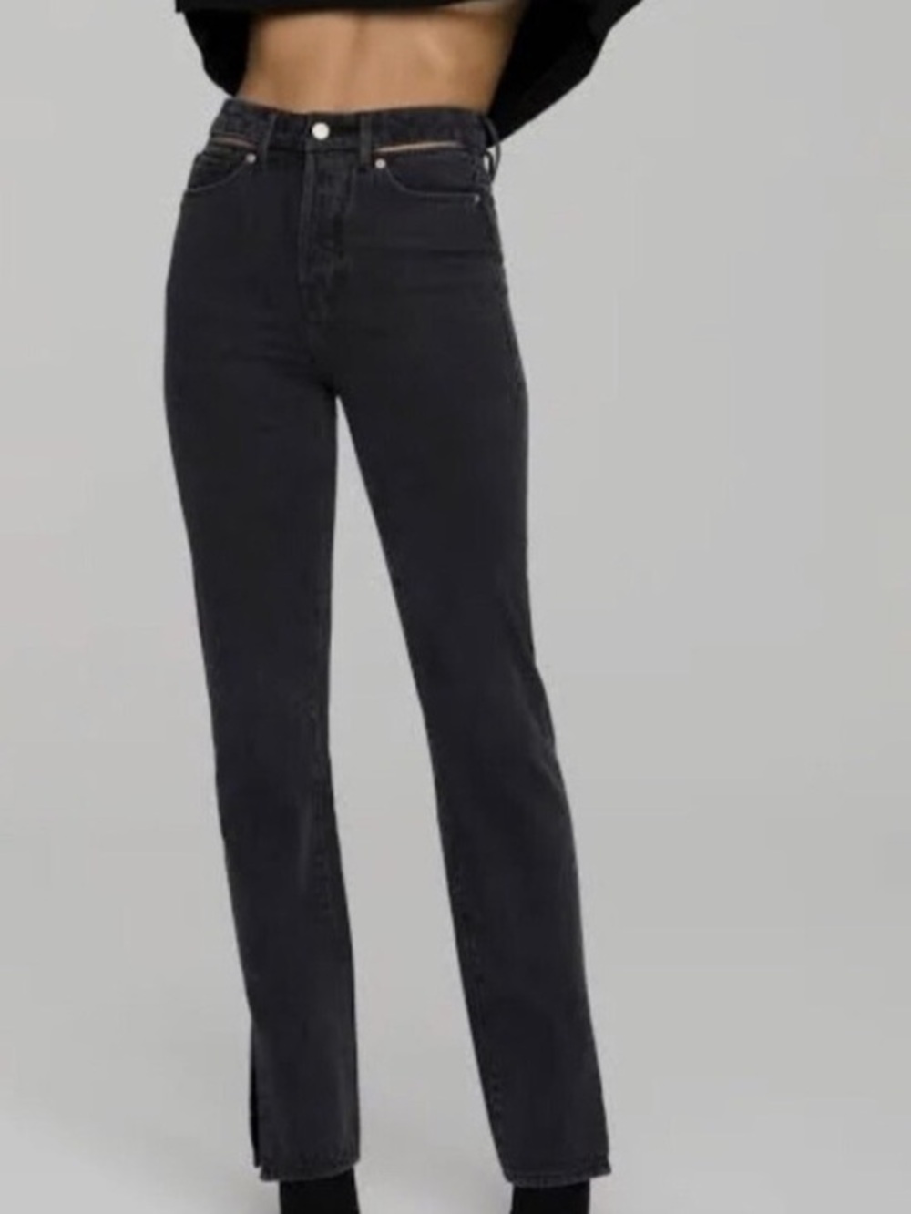 Good American Waist Cutout Black Skinny Jeans Sz 12/31